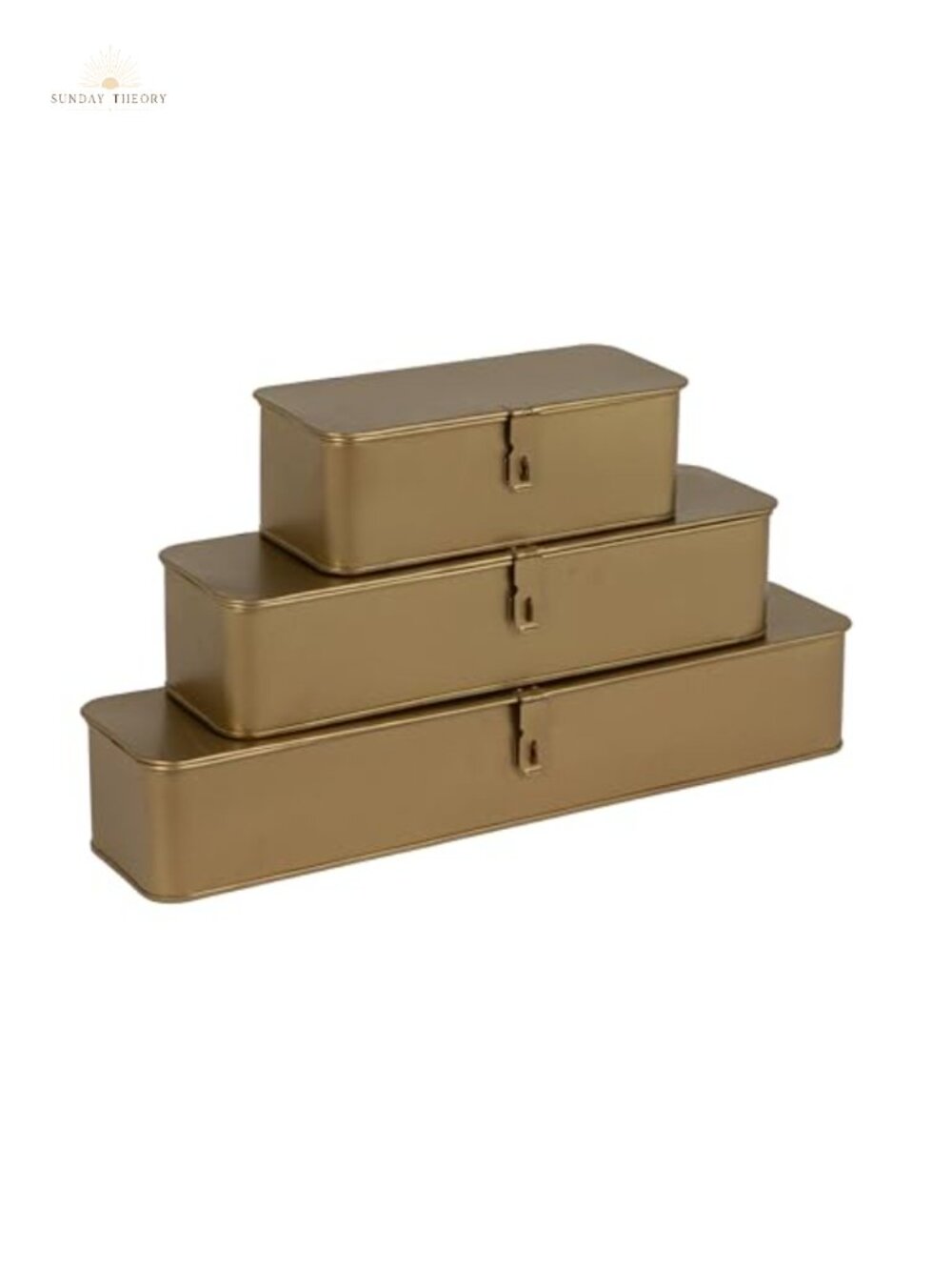 3-Piece Long Decorative Metal Boxes with Lids Velvet Lining Keepsake Storage